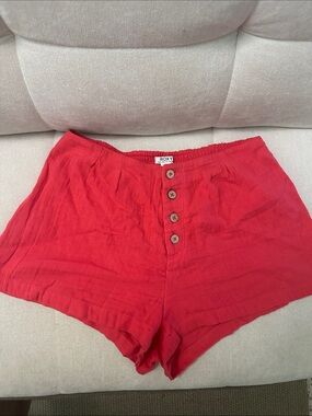 Roxy Bright Red Button-Front High Waist Women’s Shorts